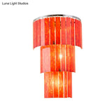 Modern Red Prism Wall Sconce - 2-Light Acrylic And Steel Lamp For Living Room