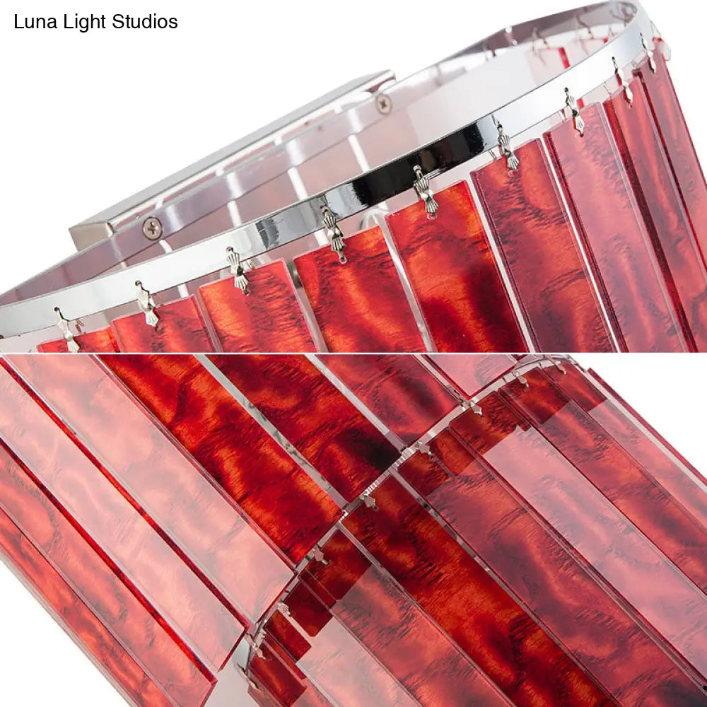 Modern Red Prism Wall Sconce - 2-Light Acrylic And Steel Lamp For Living Room