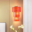 Modern Red Prism Wall Sconce - 2-Light Acrylic And Steel Lamp For Living Room
