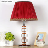 Modern Red Table Lamp With Clear Crystal Accent - Perfect For Your Living Room Nightstand