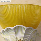 Modern Resin Angel Sconce Light Indoor Wall Mount Beige/Gold/White Finish With Yellow Glass Bowl