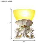 Modern Resin Angel Sconce Light Indoor Wall Mount Beige/Gold/White Finish With Yellow Glass Bowl