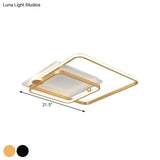Modern Rhombus Frame Led Flush Light In Black/Gold 18’/21.5’ Sizes Warm/White Option