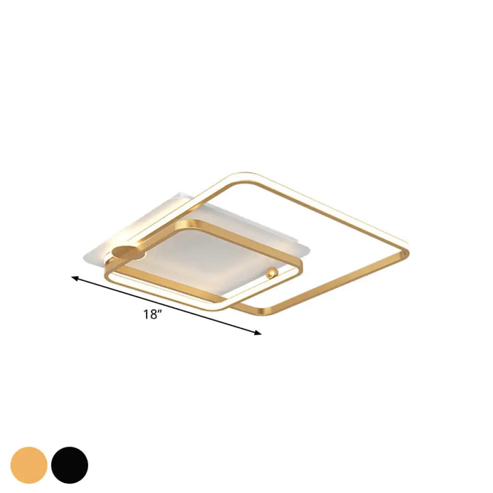 Modern Rhombus Frame Led Flush Light In Black/Gold 18/21.5 Sizes Warm/White Option
