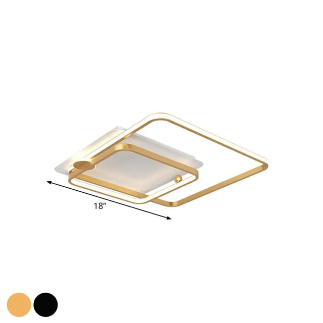 Modern Rhombus Frame Led Flush Light In Black/Gold 18/21.5 Sizes Warm/White Option