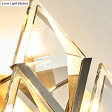 Modern Rhombus Wall Sconce Light With Clear Crystal And Metal Accents - 3 Lights Golden Finish