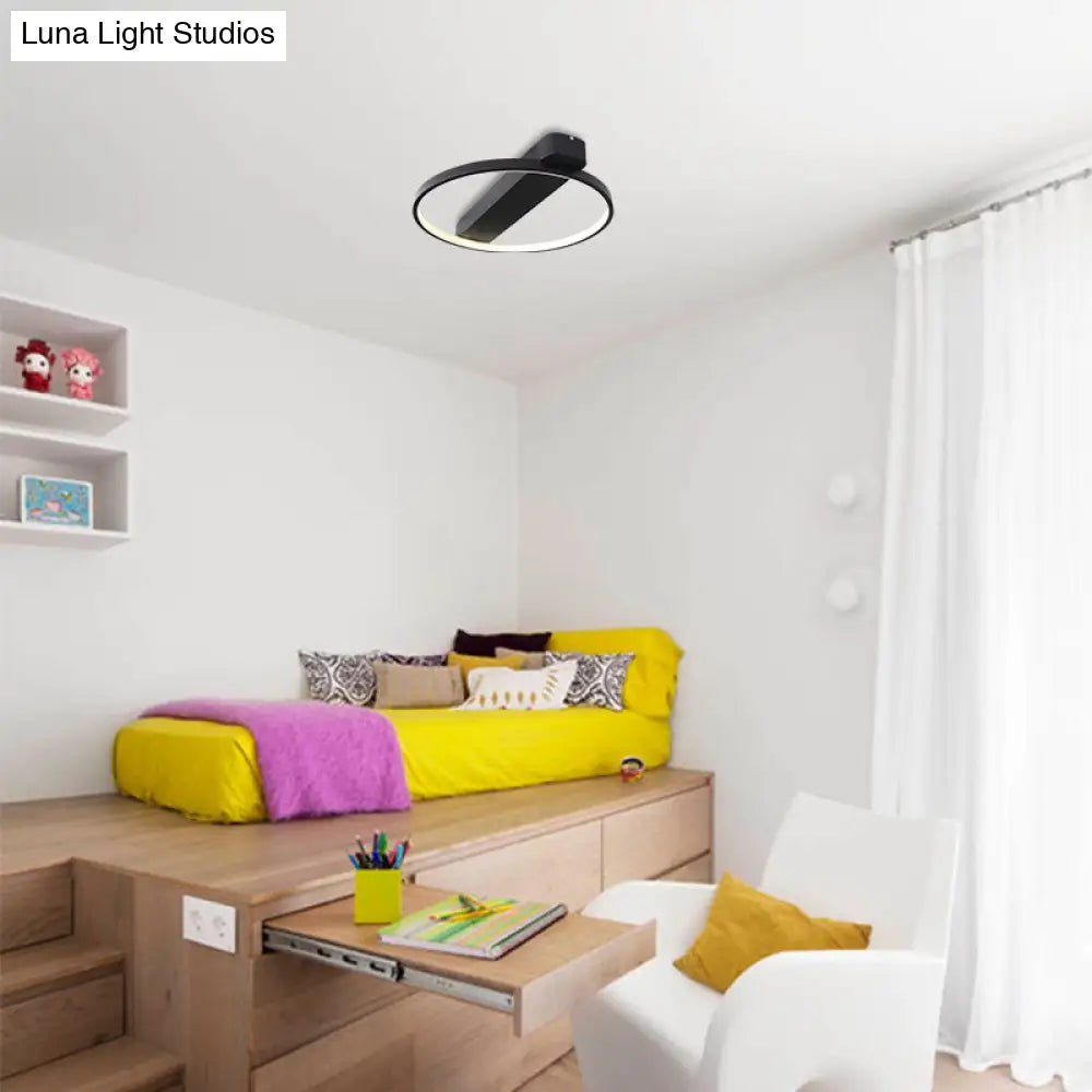 Modern Ring Acrylic Flush Light: 18’/25.5’ Wide Led Ceiling Fixture For Living Room (Black/White)
