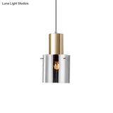 Modern Rose Gold/Gold Bottle Pendant Lamp - Smoky Grey Glass Ceiling Hang Light For Kitchen Bar