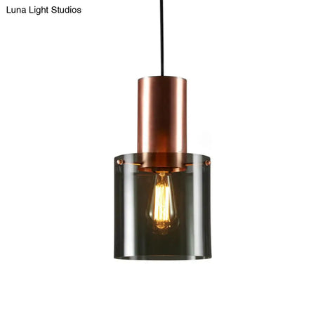 Modern Rose Gold/Gold Bottle Pendant Lamp - Smoky Grey Glass Ceiling Hang Light For Kitchen Bar