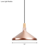Modern Rose Gold Pyramid Pendant Lamp For Study Room