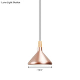 Modern Rose Gold Pyramid Pendant Lamp For Study Room