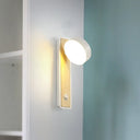 Modern Rotatable 1-Light Round Wooden Led Wall Sconce Lamp In Black/White Warm/White Light White /