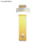 Modern Rotatable 1-Light Round Wooden Led Wall Sconce Lamp In Black/White Warm/White Light