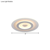 Modern Round Acrylic Flush Mount Light Led - 8’/16.5’/20.5’ Wide Lamp With Heart Pattern Warm/White