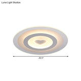 Modern Round Acrylic Flush Mount Light Led - 8’/16.5’/20.5’ Wide Lamp With Heart Pattern Warm/White