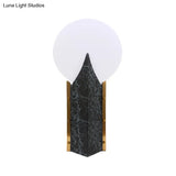 Modern Round Acrylic Nightstand Light - Black Table Lamp With Creative Design And Stainless Steel