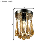 Modern Round Canopy Crystal Flush Mount Ceiling Lamp