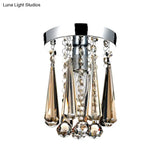 Modern Round Canopy Crystal Flush Mount Ceiling Lamp