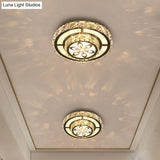 Modern Round Clear Crystal Led Flush Mount Ceiling Light - White Entryway Flushmount