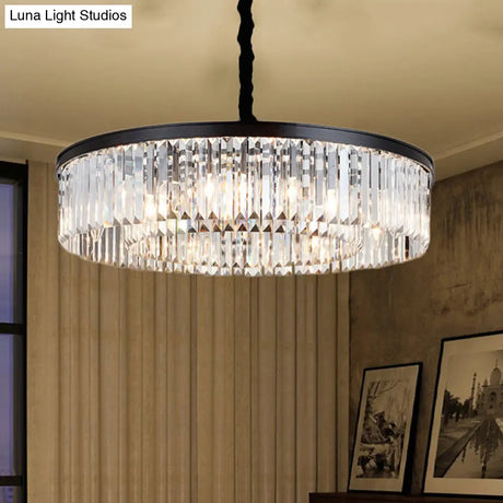 Modern Round Crystal Chandelier - Black Flush Mount Light Multiple Sizes And Options Available