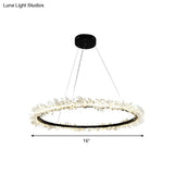 Modern Round Cut Crystal Chandelier Led Pendant Light - 16/23.5/31.5 Wide Black Finish Warm/White