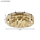 Modern Round Flush Mount Ceiling Light With Crystal Draping - 7/13 - Light Options
