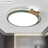 Modern Round Flush Mount Led Ceiling Light With Stylish Bow Decor In Acrylic Grey/White/Green