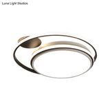 Modern Round Flush Mount Led Lamp In Black With Warm/White Light And Simple Metal Design -