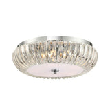 Modern Round Flush Mount Light With Clear Crystal Shade - 3/4 Lights Chrome Ceiling Flushmount