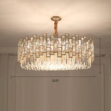 Modern Round K9 Crystal Living Room Chandelier Pendant Light Fixture Gold / 23.5