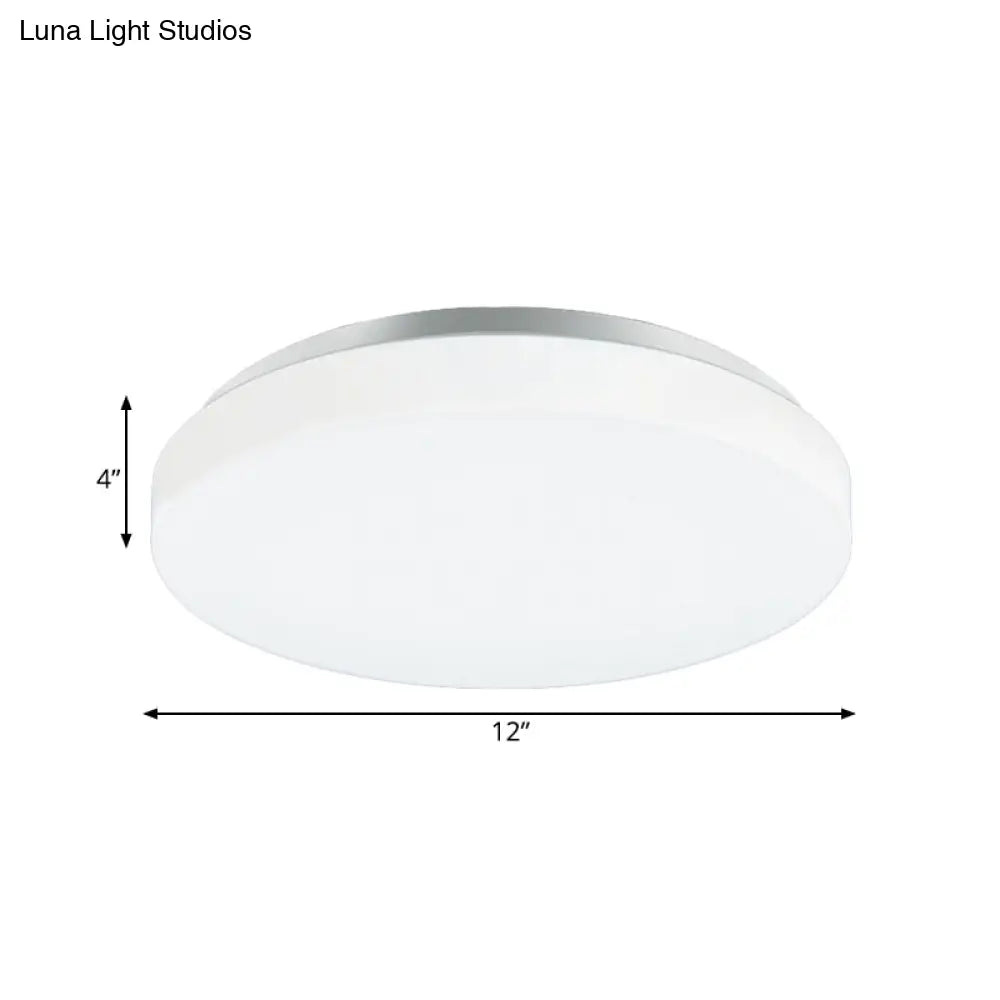 Modern Round Led Ceiling Light With Acrylic Shade - Metal White 7.5’/9’/12’ Dia Flush Mount