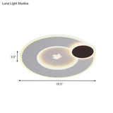 Modern Round Led Ceiling Light With Maple Leaf Pattern - 16’/19.5’ Wide White Flushmount For