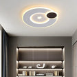 Modern Round Led Ceiling Light With Maple Leaf Pattern - 16’/19.5’ Wide White Flushmount For