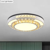 Modern Round Led Crystal Block Ceiling Lamp In White For Living Room