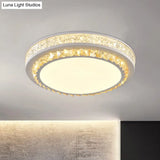 Modern Round Led Crystal Block Ceiling Lamp In White For Living Room
