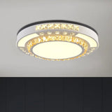 Modern Round Led Crystal Block Ceiling Lamp In White For Living Room / B