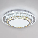 Modern Round Led Crystal Flush Mount Ceiling Light In Stainless Steel - Bedroom Stainless - Steel /