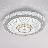 Modern Round Led Crystal Flush Mount Ceiling Light In Stainless Steel - Bedroom Stainless - Steel /