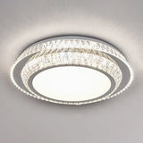 Modern Round Led Crystal Flush Mount Ceiling Light In Stainless Steel - Bedroom Stainless - Steel /