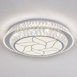 Modern Round Led Crystal Flush Mount Ceiling Light In Stainless Steel - Bedroom Stainless - Steel /