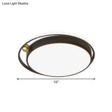 Modern Round Led Flush Mount Ceiling Light In Black- 16’/19.5’ Iron Frame With Warm/White Glow