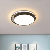 Modern Round Led Flush Mount Ceiling Light In Black- 16’/19.5’ Iron Frame With Warm/White Glow