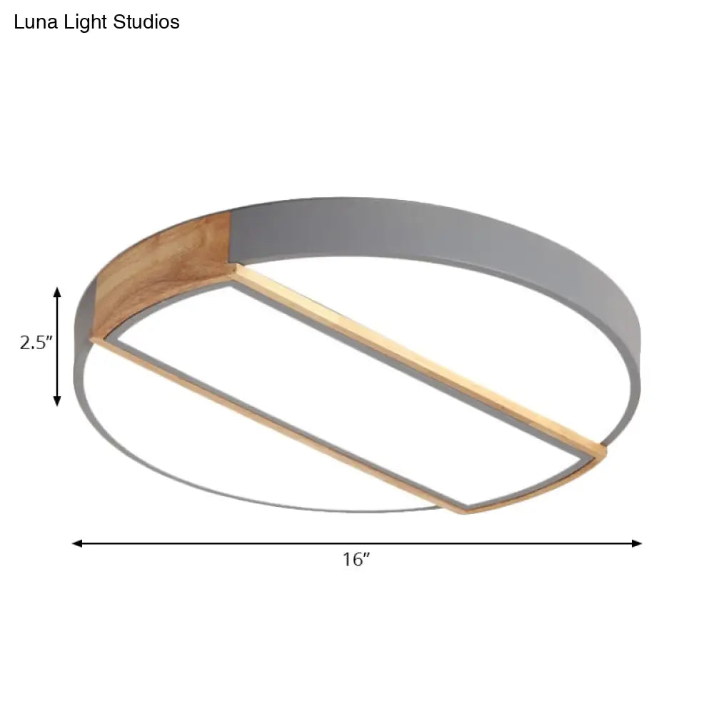 Modern Round Led Flush Mount Light In Macaron-Inspired Colors For Living Room Ceiling