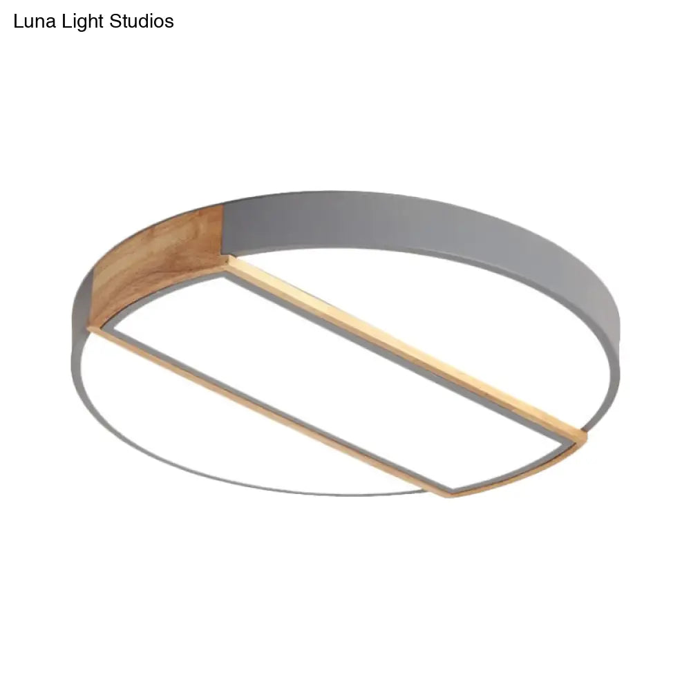 Modern Round Led Flush Mount Light In Macaron-Inspired Colors For Living Room Ceiling