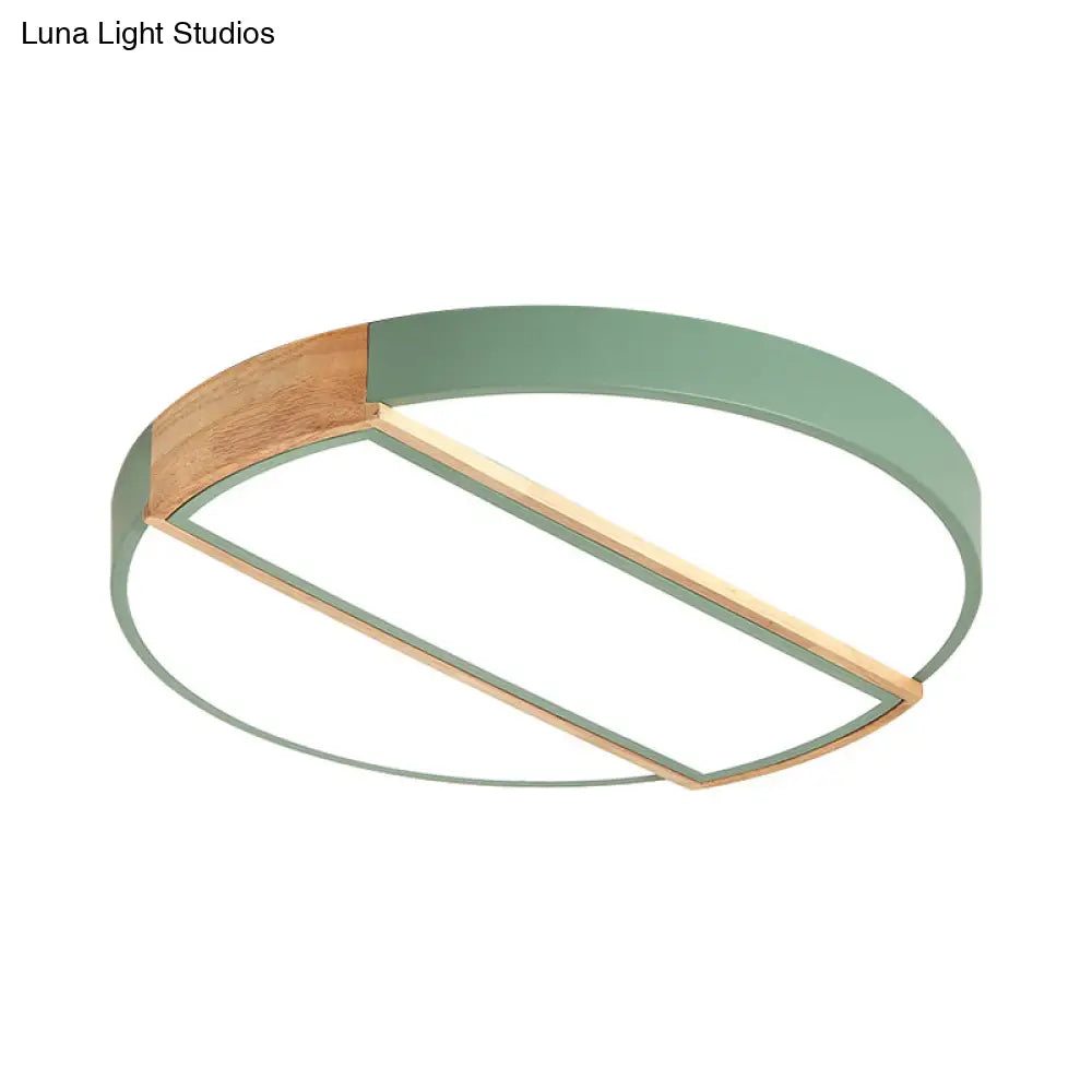 Modern Round Led Flush Mount Light In Macaron-Inspired Colors For Living Room Ceiling