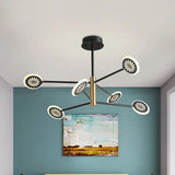 Modern Round Pendant Chandelier Lighting With Metallic Finish - 6/8 Lights Linear Design Black 6 /