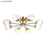 Modern Round Semi Flush Mount Lighting In White/Orange With Smoke Glass - 3/6/8 Light Gold Led