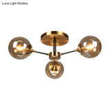 Modern Round Semi Flush Mount Lighting In White/Orange With Smoke Glass - 3/6/8 Light Gold Led