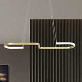 Modern S-Like Chandelier Lamp: Metallic Dining Room Pendant Light In Black/Gold Warm/White Led