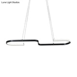 Modern S-Like Chandelier Lamp: Metallic Dining Room Pendant Light In Black/Gold Warm/White Led